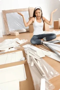 Unassembled furniture parts ready for professional assembly